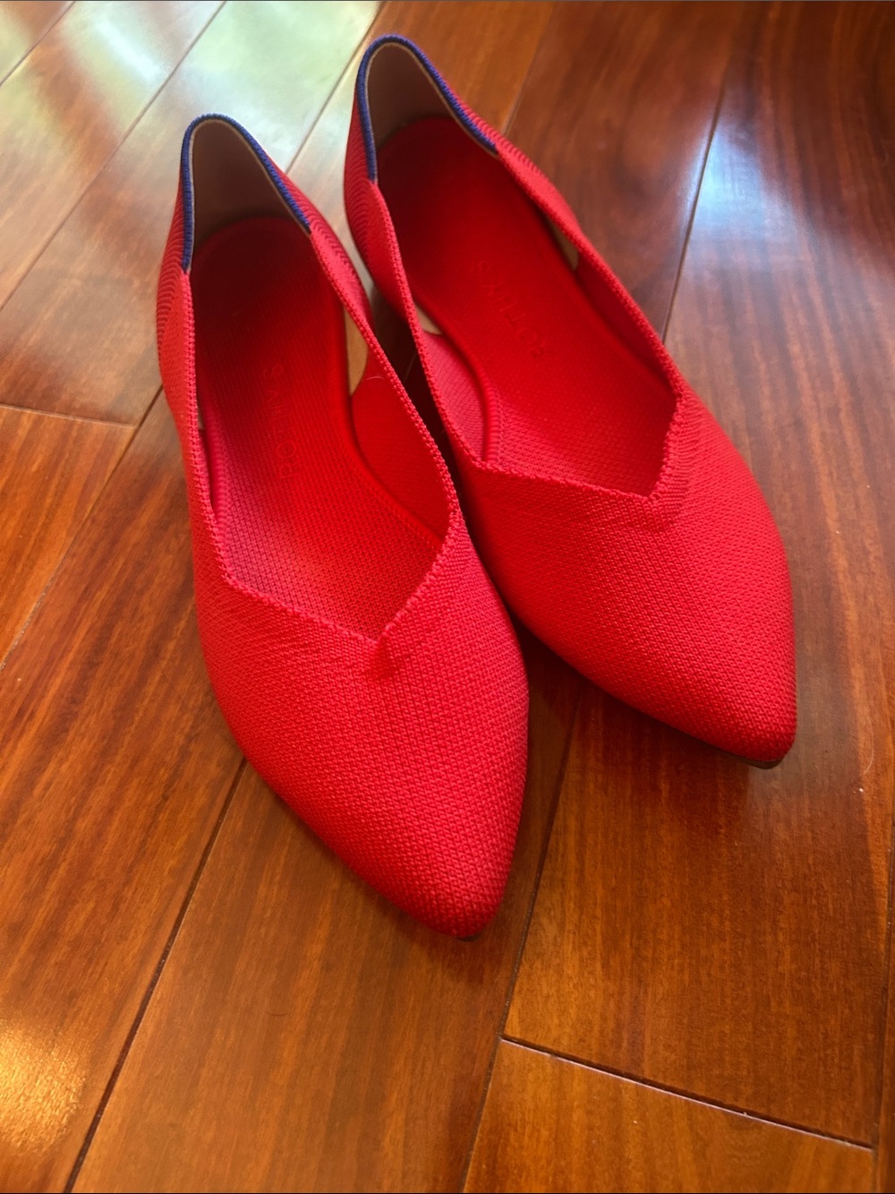 Rothy's Red Pointed Knit Flats